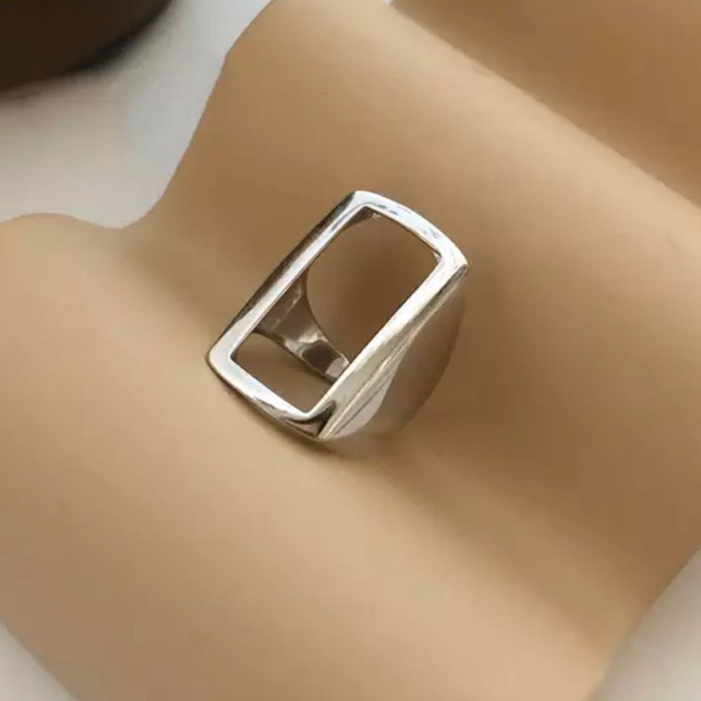 ‎MINIMALIST SILVER BOHO GEOMETRIC RESIZABLE RING